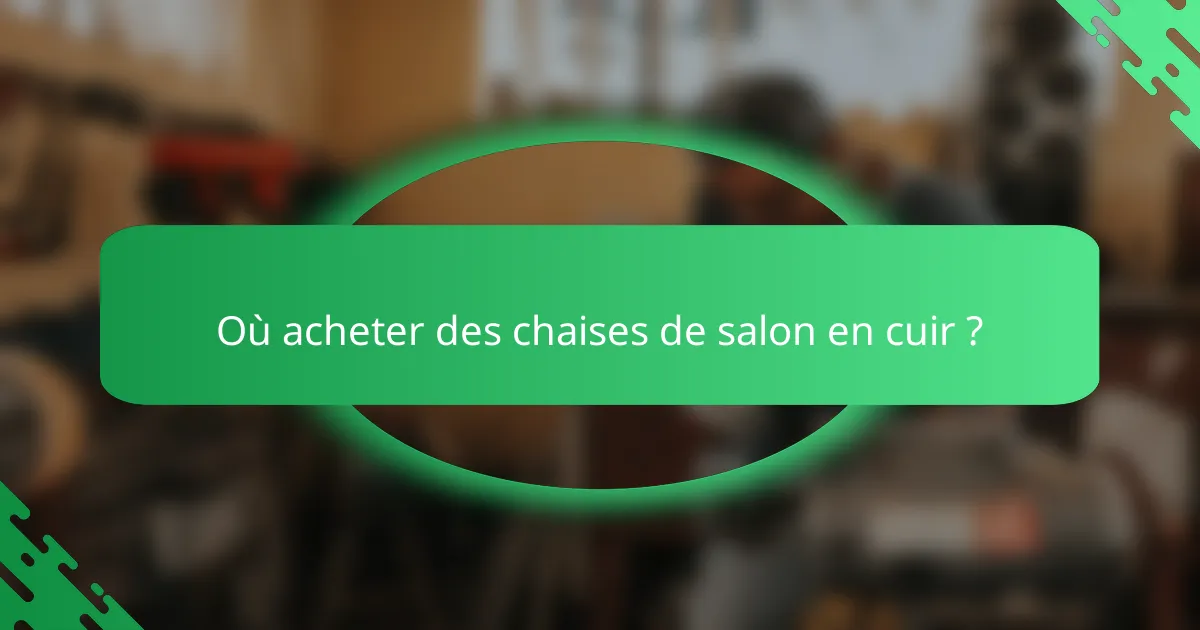 Où acheter des chaises de salon en cuir ?