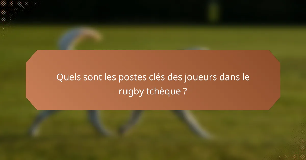 Quels sont les postes clés des joueurs dans le rugby tchèque ?