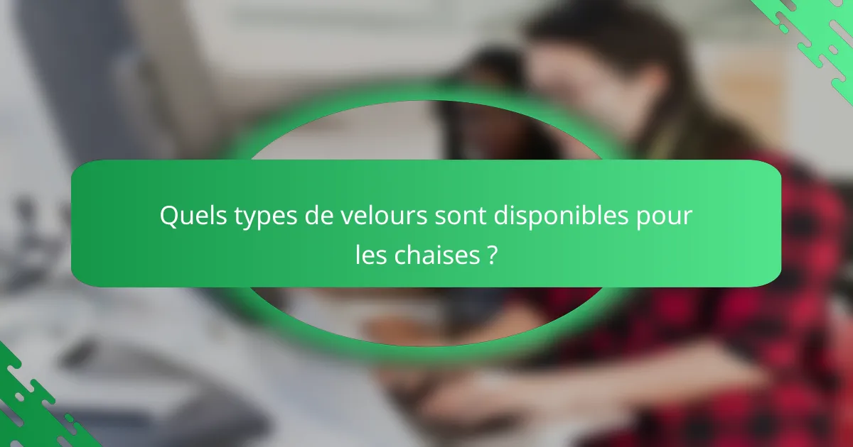 Quels types de velours sont disponibles pour les chaises ?